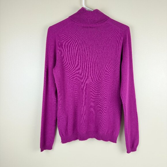 Bloomingdale’s 100% Cashmere Turtleneck Sweater Hot Pink Size M - Picture 2 of 7